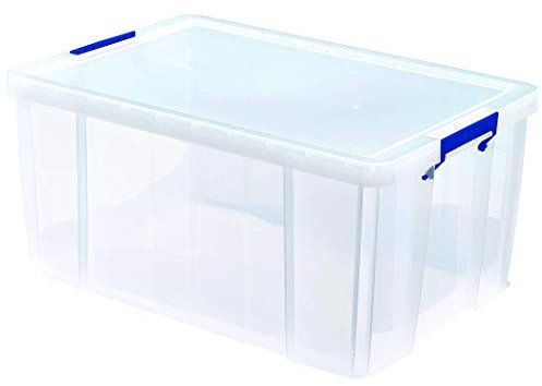 Bankers Box 70L Plastic Storage Box with Lids, ProStore Super Strong Stackable Plastic Storage Boxes (30 x 48 x 38.5cm), Clear