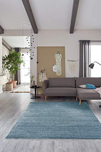 Schöner Wohnen Kollektion Pflegeleichter Wohnzimmer Teppich Pure — Antistatischer Flur und Kurzflorteppich (80x150cm, Türkis)