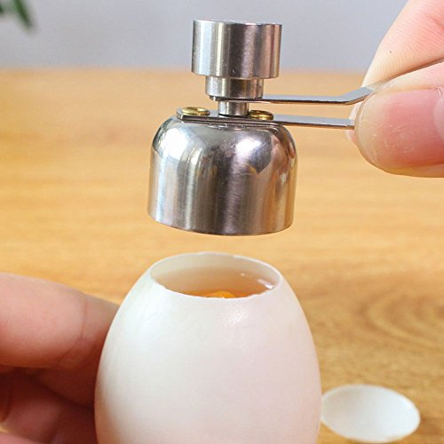 Effektiver Eierschalenschneider, aus Edelstahl mit rutschfesten Griffen Eierschalenschneider Eiercracker Eierschalenentferner für alle Größen Weiche hartgekochte Eier Silber(L)