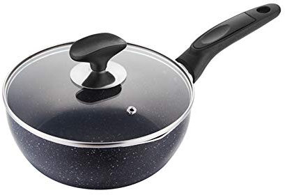 Wok Saute Pan Wok, Wok Antiadhésif en Alliage D'aluminium avec Couvercle Et Woks, Pot De Soupe Wok À Induction À Induction avec Couvercle, Cuiseur Wok Spécial, Pot À Lait-Black||20cm