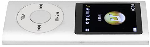 Yctze MP3/MP4-Player, Tragbarer Musikplayer mit Kopfhörer, 1,8-Zoll-HD-Bildschirm, Unterstützt Bis zu 64 GB Speicherkarte, 8 Stunden Spielzeit, Superleichtes Metallgehäuse(Silber)