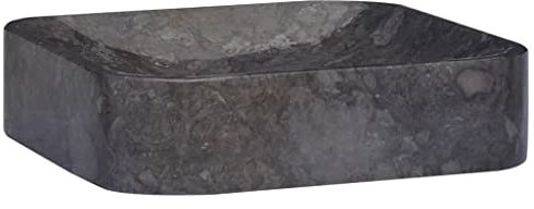Waschbecken Quadratisch Aufsatzwaschbecken für das Badezimmer und Gäste-WC, Waschschale ohne Hahnloch und ohne Überlauf, Aufsatzbecken Handwaschbecken, Schwarz 40x40x10 cm