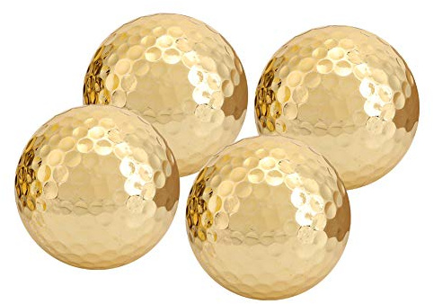 KIMISS Golfball Gold 4stk Tragbar Hoch, Schichtvergoldung Golfball Farbig Gold Qualität Double Silber Accessoire Golden