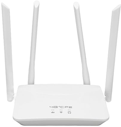 Vikye Enrutador 4G LTE con Ranura para Tarjeta Sim, Módem 4G LTE de 300 Mbps con 4 Antenas de Alta Ganancia, Enrutador Inalámbrico 4G Desbloqueado, Compatible con 20 Usuarios (Enchufe