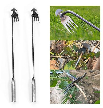 LUTAKU 2 x Unkrautjäter, Unkrautabzieher Wurzelentferner, Unkrautentferner für Gartenpflastersteine, manuelles Unkrautjäter mit langem Griff, Unkrautabzieher Werkzeug für Garten, Hof, Bauernhof (2