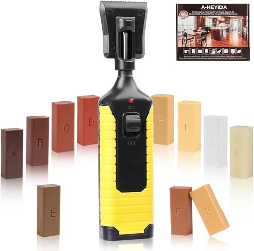 Laminat Reparaturset - Parkett Reparaturset with 11 Farben Hartwachs,Einfache Lösung Reparatur von Kratzern, Löchern,Verschleiß in Holz,Vinyl Reparatur set für Holzböden Möbel