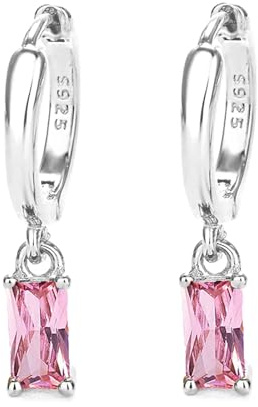 Orecchini creoli in oro da donna con pendente verde, orecchini a cerchio in oro 14 carati, unisex, 2 pezzi, Argento