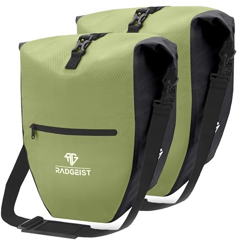RADGEIST Fahrradtasche für Gepäckträger Set - 2X Tasche für Fahrrad Gepäckträger - Gepäckträgertasche wasserdicht & Umhängetasche - Radtasche mit Reflektoren