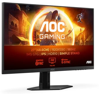 AOC Gaming 27G4XED - 27 inch FHD monitor, 180 Hz, 1 ms, FreeSync Prem., G-Sync comp., HDR10 (1920x1080, HDMI 2.0, DisplayPort 1.4) black