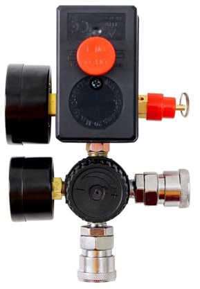 DHVIJA 220V/380V 4 Port Regler Duty Luft Kompressor Pumpe Druck Control Schalter Luftpumpe Steuerventil 0-180PSI Mit Manometer joyous (Color : 380V EU)