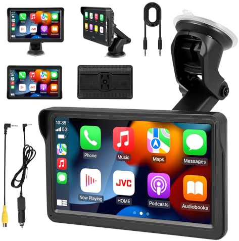 Nuision Wireless Apple CarPlay Android Auto Screen, Portable Car Stereo 7 Inch IPS Touchscreen Navigation Radio Video Player, Supports Bluetooth, FM Transmitter, Voice Control, Mirror Link, AUX/USB/SD