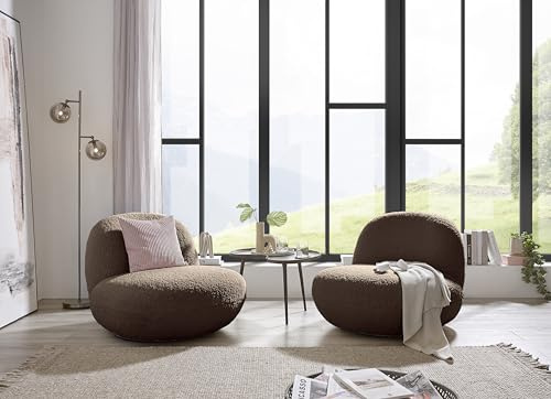 CHRIS Sessel Wohnzimmer, Braun - Moderner Fernsehsessel Relaxsessel drehbar für Ihren Wohnbereich - 85 x 70 x 99 cm (B/H/T)