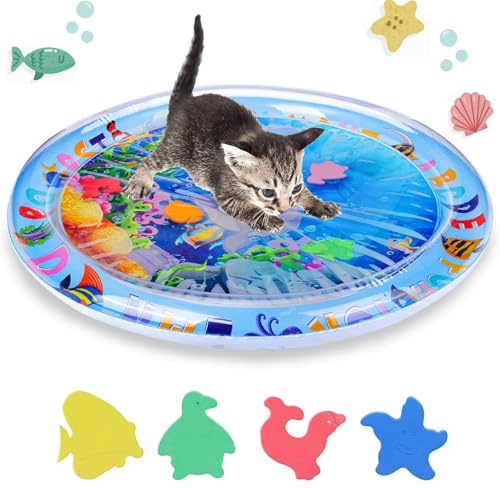 Hebterrka Wassersensorik Spielmatte für Katzen, Verdickte Katzen und Hundespielzeuge, Katzenspielmatte, Interaktives Spielzeug, Wassersensorik Matte, Kühlmatte