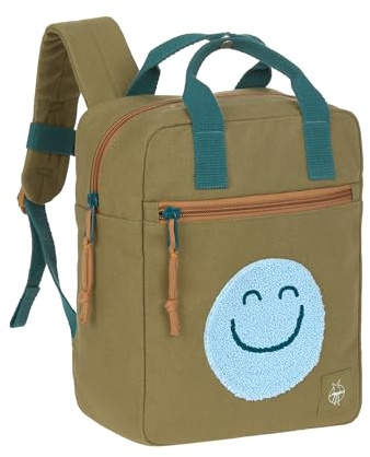 LÄSSIG Kindergartenrucksack mit Brustgurt Kindertasche wasserabweisend/Little One & Me Square Backpack Small Olive