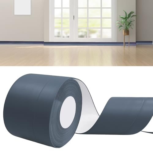 DIKARIYA Battiscopa in PVC Grigio Scuro, 12M Battiscopa Adesivo 50x20mm Battiscopa per CucinaSigillante Impermeabile Battiscopa Flessibile Autoadesivo Battiscopa Morbido per Cucina, Bagno e Mobili