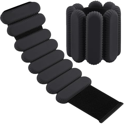 Handledsvikter ankelvikter set med 2 justerbara för träning promenader joggning yoga löpning aerobics pilates dans viktbärande armband fitnessarmband (svart, 0,9 kg)