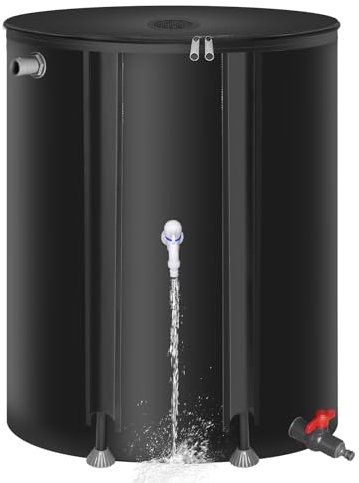 Meff-Mluk Barile per pioggia pieghevole da 200 l, barili portatili per raccogliere l'acqua piovana dalla grondaia, sistema di raccolta dell'acqua piovana, contenitore per serbatoio di stoccaggio