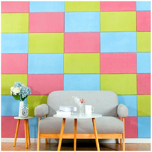 Peel And Stick Upholstered Wall Panels Headboard, Padded Wall Panels Wall Mounted Headboards,Upholstered Grey Plush Wall Stickers Anti-Collision Kids Room Padding,E,30x60cm/11.8x23.6in 4PCS