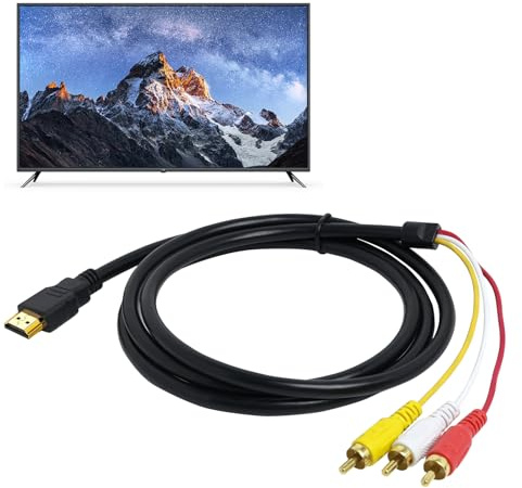 GBULTR HDMI to RCA Cable 5ft/1.5m HDMI Male to 3 RCA Audio Video Adapter Cable AV Converter Extension Cord, Supports 1080P for HDTV DVD Players Projectors Transmitter, (No Signal Conversion Function)