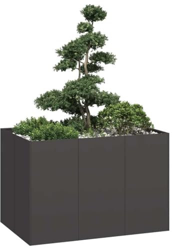 LAPOOH Pflanzkübel Schwarz 120x80x80 cm Stahl, Blumentopf Gross, Blumenkasten Balkon, übertopf, Pflanzkasten, Flowerpot, Kräuterbeet Für Die Küche, Vertikalbeet - 860787