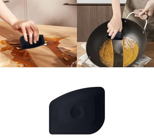 Lot de 5 grattoirs de nettoyage pour plateau de barbecue, grattoir de casseroles en plastique, grattoir anti-rayures pour le nettoyage en fonte, casseroles et poêles, grattoir robuste (noir)