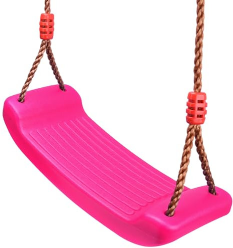 Schaukel Garten Kinderschaukel Schaukelsitz Schaukelbrett Brettschaukel für Kinder zum Schaukeln Outdoor Indoor Höhenverstellbar rutschfest Kunststoff(Rosa)