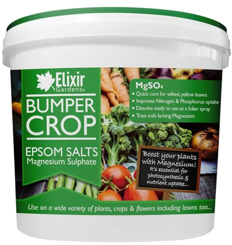 Elixir Gardens Magnesium Sulphate Epsom Salts | Ready To Use Gardening Fertiliser MgSo4 | 5kg Tub | 100g - 25kg