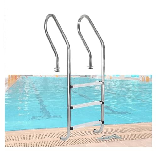 Échelle De Piscine À Pédales, Marches De Piscine, Rampe 2/3 Marches, Cadre en Acier Inoxydable for Piscines Intérieures/extérieures(capacité De Charge: 140 Kg)(3 Step)