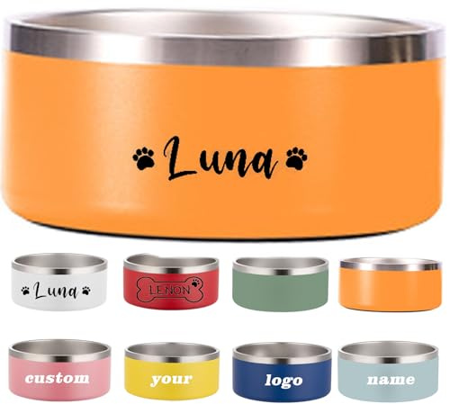 Gamelle en acier inoxydable gravée sur mesure pour animaux de compagnie – Gamelle d'eau et de nourriture personnalisée pour chien et chat avec base antidérapante, capacité de 473,6 à 2,835 g