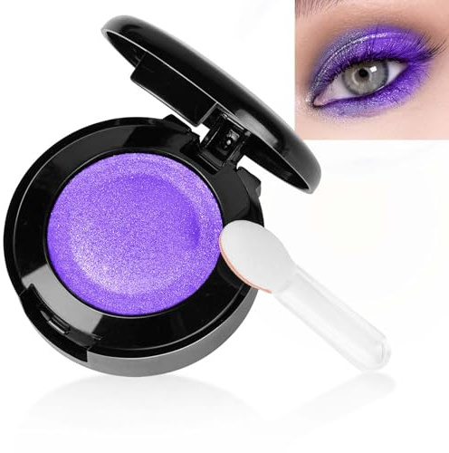 LOPHE Single Shimmer Eyeshadow, Pressed Fine Powder Eyeshadow, Highly Pigmented Longwear Blendable Eye Make up for Day&Night, Waterproof Comes with An Brush and A Small Mirror,Purple