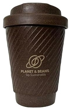 Planet & Beans™ Mehrweg Kaffeebecher aus recyceltem Kaffeesatz – 280 ml Thermobecher, BPA-frei & Hand Made in Germany – entwickelt im Rahmen eines nachhaltigen Studentenprojekts – „Sip Sustainably“