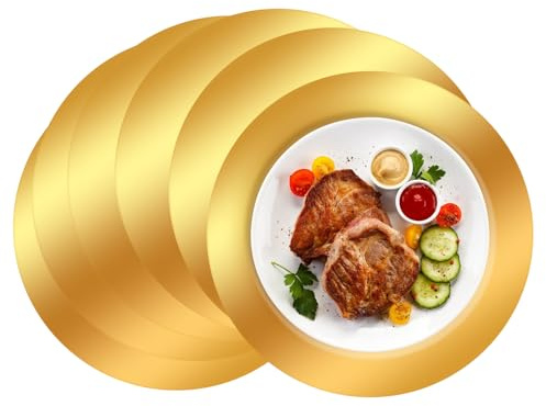 Etersky 13 Gold Paper Charger Plates, Round Disposable Placemats for Wedding, Party Supplies, Holiday Table Decorations, Catering Events & Banquets (Gold-50PCS)