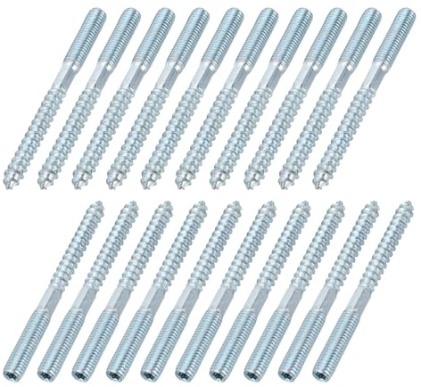 sourcing map M8 Hanger Bolts, 3.54(90mm) Length Double Headed Hanger Bolts 0.31(8mm) Wood Dowel Screw Self-Tapping Threaded Rods Screw for Assembling Wood Furniture Joint, Pack of 20