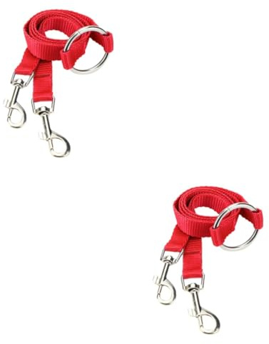 VICASKY 2 Stück Doppel-hundeleine aus Robustem Nylon Rote Zwillingsleine für Kleine Hunde und Katzen Praktische Trainingsleine mit Doppeltem Clip für Sicheres Spazierengehen