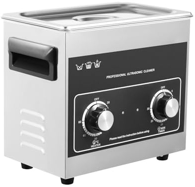 3.2L Ultrasonic Cleaner with Heater and Timer Stainless Steel Ultrasonic Cleaner Machine with Cleaning Basket and Lid Ultrasound Washing Machine for Eyeglasses Store, Jewelry Store, Watch Shops