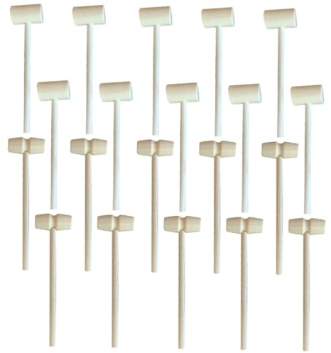 Gogogmee 20 Pcs Mini Wooden Mallets Lightweight Hammer for Hand-eye Coordination Exercise Educational Play and Home Decoration