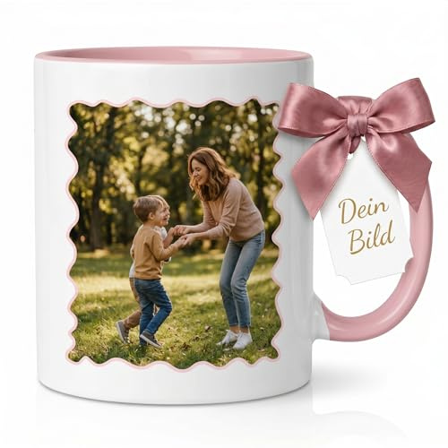 LOOXIS Personalisierte Fototasse Mama mit Foto & Spruch Bedruckt – 325 ml, Keramik, spülmaschinenfest, Kaffeetasse – Geschenkidee Muttertag, Mama, Frauen, Geburtstag – Motiv Danke
