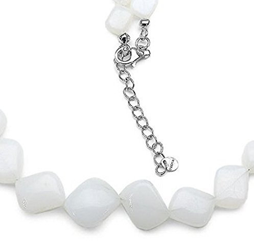 Edelstein-Collier Weißer Opal/190 Karat-925 Silber Rhodiniert