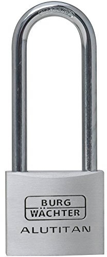 Burg-Wächter Vorhangschloss, Vorhängeschloss mit Schlüssel, 6,9 mm Bügelstärke, massives Aluminiumschloss, Innenwerk rostfrei, Gehärtet, Alutitan 770 HB 40 65 SB