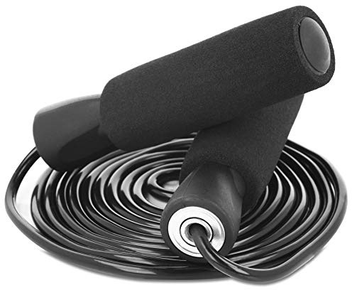 com-four® Springseil 2,60 Meter - Sprungseit für Kraft- und Ausdauertraining - Gymnastikseil als Sportgerät (1er - schwarz - 260cm)