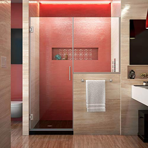 DreamLine Unidoor Plus 57-57 1/2 in. W x 72 in. H Frameless Hinged Shower Door with 36 in. Half Panel in Brushed Nickel, SHDR-24273036-04