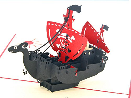 Medigy 3D Pop Up tarjetas pirata barco en blanco tarjetas de felicitación para Occastions más