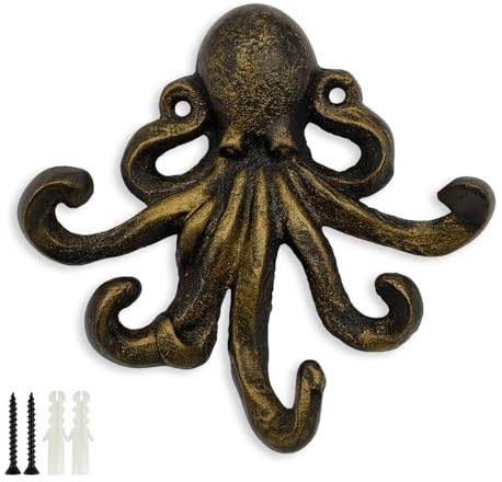 Med-Style Octopus Schlüssel Haken Antik Bronze Gusseisen dekorative Wandhaken