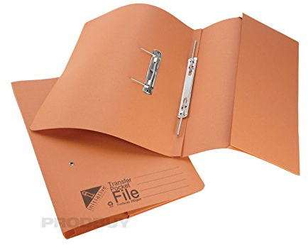 ProdBuy-Limited 25 Pack Orange Foolscap Pocket Transfer Spring Files 285gsm 32mm Capacity