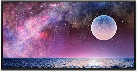 Meer mit Galaxien ca. 130x70cm Wandbild inklusive Schattenfugenrahmen schwarz - Panorama Leinwand Bild XXL Format Wandbilder Wohnzimmer Wohnung Deko Kunstdrucke
