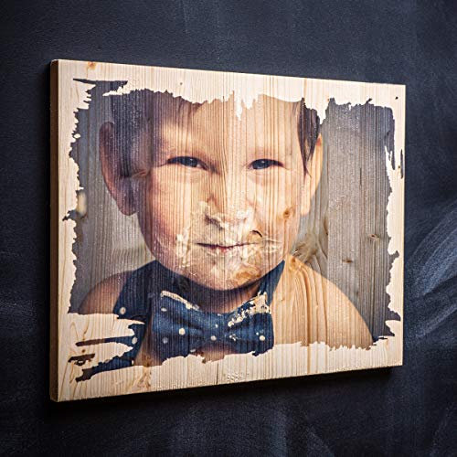 Dein Foto auf Holz bedruckt - Direkter Fotodruck - Vintage-Holz - Personalisiertes Holz-Bild als Fotodruck | Ideal als Hochzeitsgeschenk & Geburtstagsgeschenk Größe: M (20 x 30 cm Querformat)