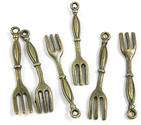 Abalorios de joyería de tono bronce antiguo W03262 tenedor de cena para manualidades y manualidades antique bronze