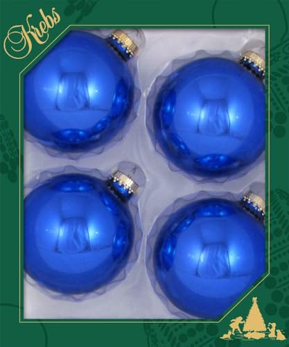 Glass Christmas Tree Ornaments - 80mm / 3.25 [4 Pieces] Designer Balls from Christmas By Krebs Seamless Hanging Holiday Decor