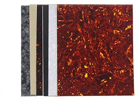 FLEOR 6PCS Farbset Blank Pickguard Sheet für Akustikgitarre, 20 x 17 cm (7,87 x 6,89 Zoll), Schwarz & Transparent & Weiß Perle & Schwarz Perle & Rot Schildkröte & Braune Schildpatt