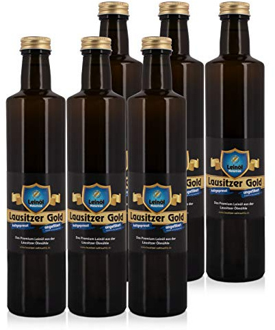 6 x Lausitzer Leinöl - Lausitzer Gold (kaltgepresstes ungefiltertes Premium Leinöl), 6x 500ml